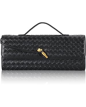 Pu Leather Woven Purse For Women,Evening Clutch Purses for Women,Woven Bag with Metal Turn Lock f... | Amazon (US)