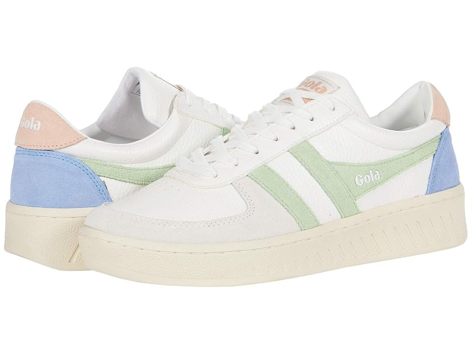 Gola Grandslam Trident Women's Shoes White/Patina Green/Pearl Pink : 9 B - Medium, Fabric/Manmade | Zappos