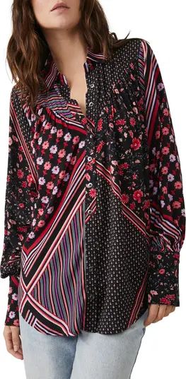 Hazel Floral Stripe Button-Up Blouse | Nordstrom