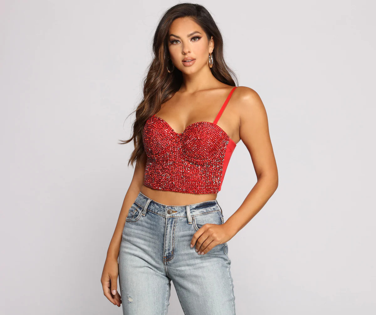 Daring Rhinestone Diva Cropped Bustier | Windsor Stores