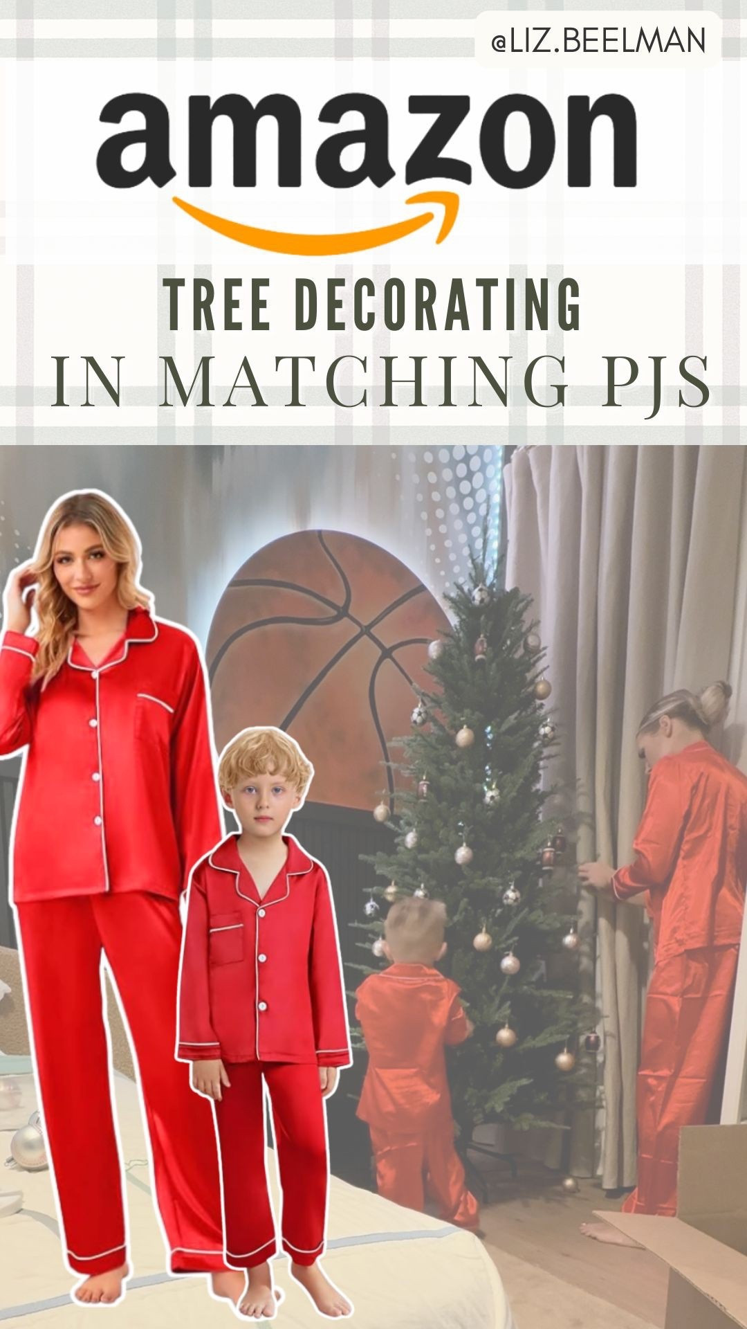 AMAZON: Tree Decorating in Matching Pajamas 