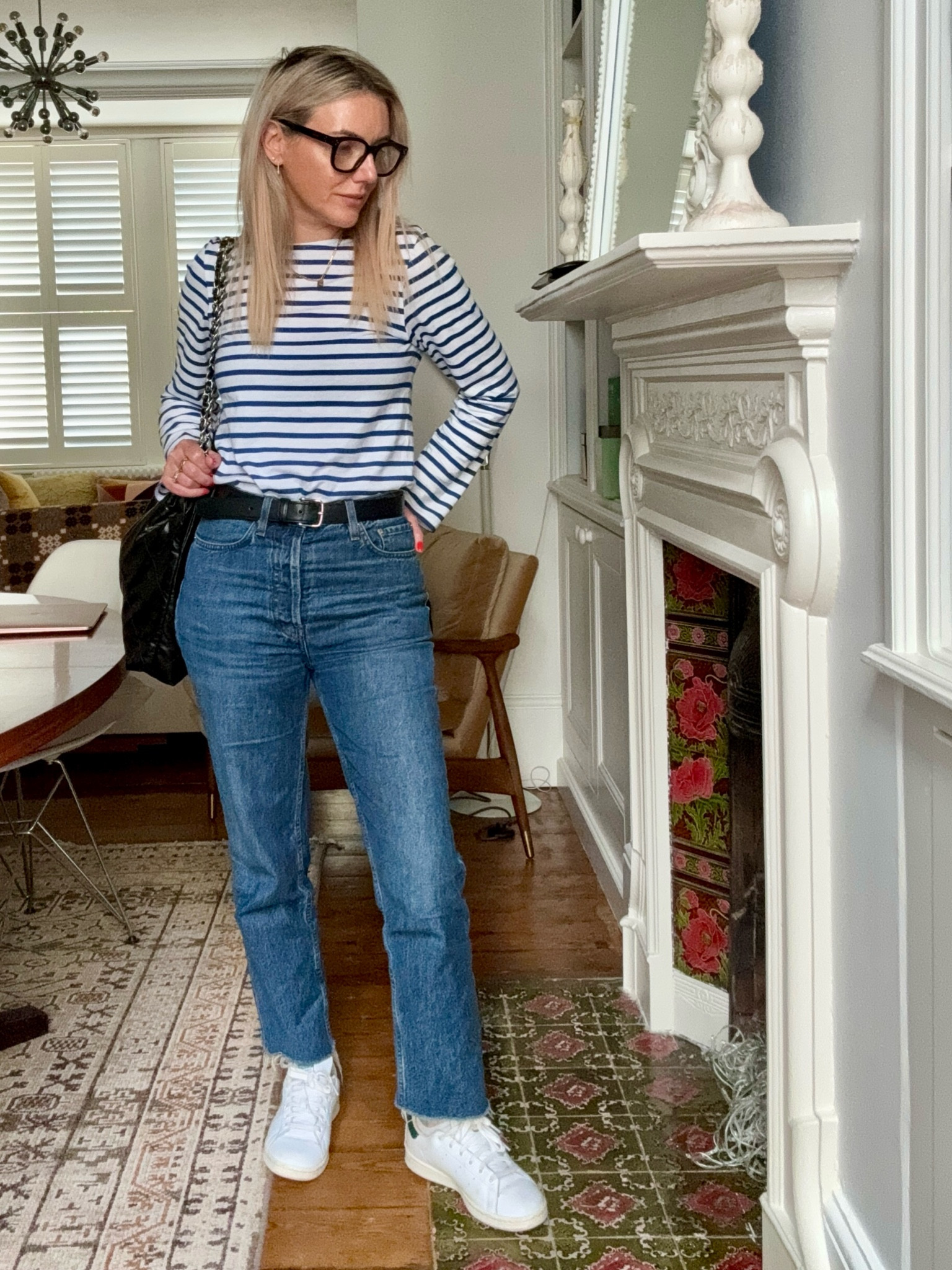 Breton, Saint James, stripe T shirt, stripy top, French T shirt, denim, Toteme, petite fashion, petite jeans, Stan Smith, white trainers, white sneakers, summer stripes, long sleeved T shirt, blue and white, jeans and t shirt, black belt, Anderson’s  

#LTKstyletip #LTKsummer #LTKuk