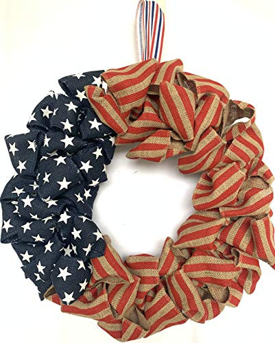 24 Inch Summer Patriotic Front Door Wreath 4th July Independence Day Wreath America Patriotic Flag Burlap Farmhouse Wreath Memorial Day Americana Wreaths for Front Door Window Christmas Decor | Amazon (US)