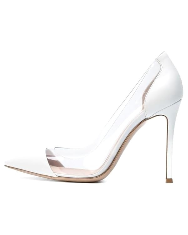 EDEFS Womens Transparent Heels Stiletto High Heels Pointed Cap Toe Court Shoes Slip-on Pumps Clea... | Amazon (UK)