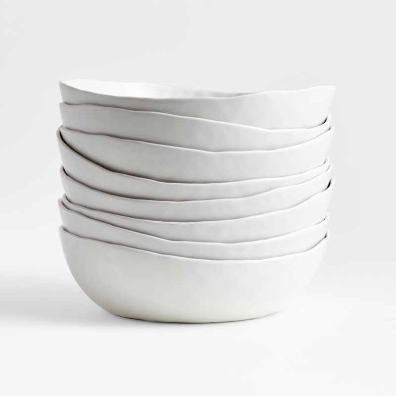 Mercer Matte White Low Bowls, Set of 8 + Reviews | Crate & Barrel | Crate & Barrel