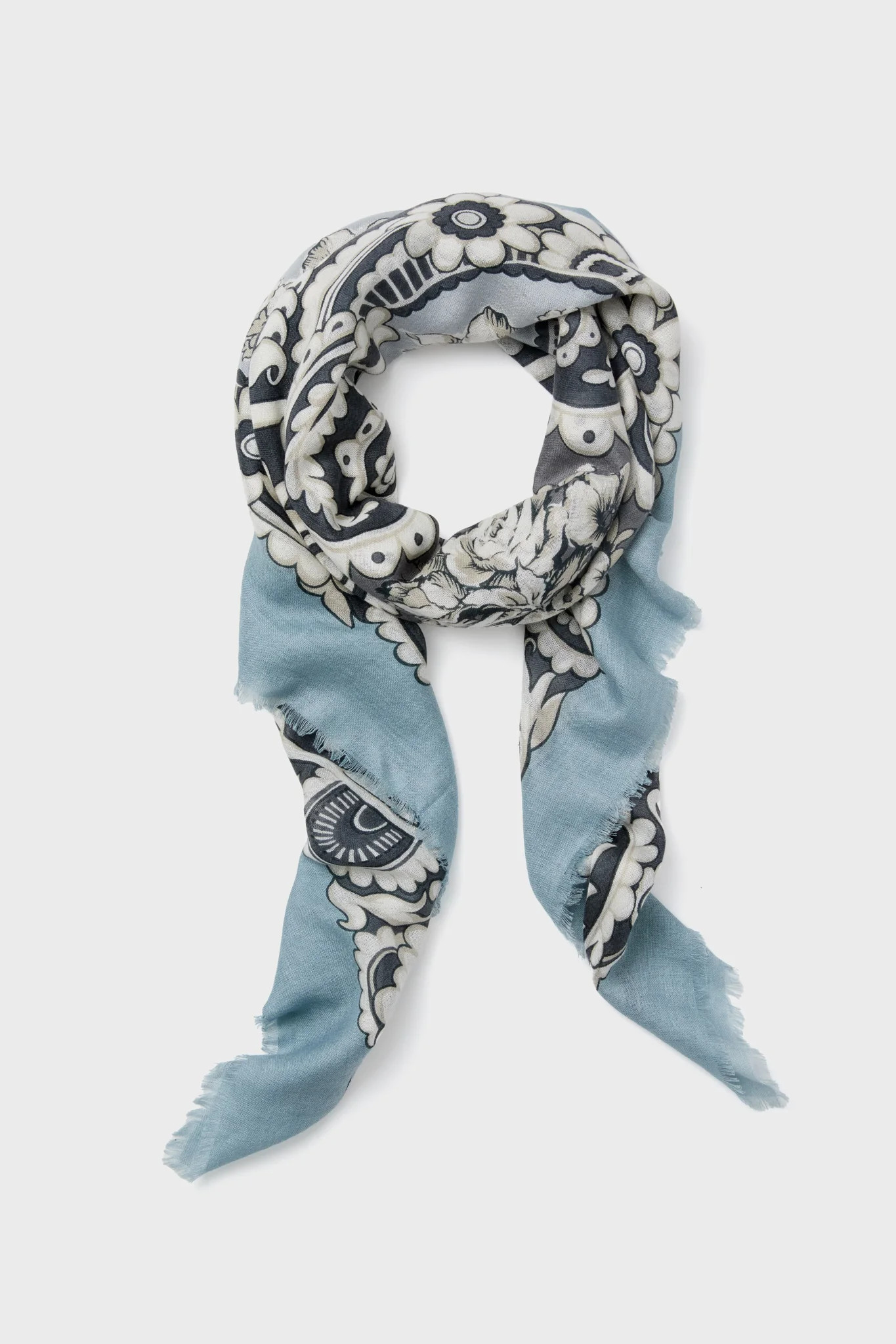 Blue Filigree Silk Cashmere Blend Large Scarf | Tuckernuck (US)