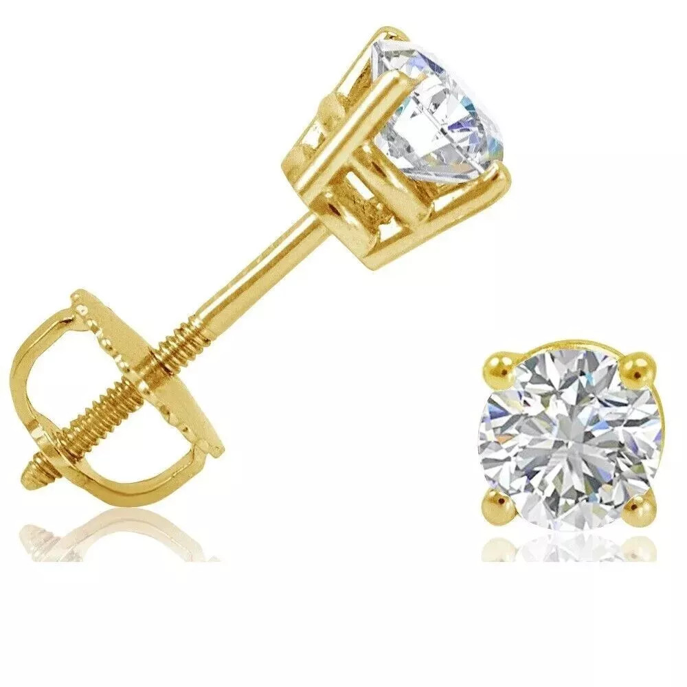 TEENA GEMS 2 Ct Diamond Solitaire Stud Earrings in 14K Yellow Gold | Walmart (US)