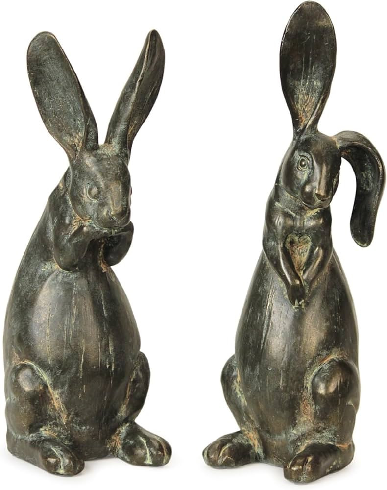 Contemporary Home Living Set of 2 Gray Floppy Eared Easter Rabbit Figurines 16.75" | Amazon (US)