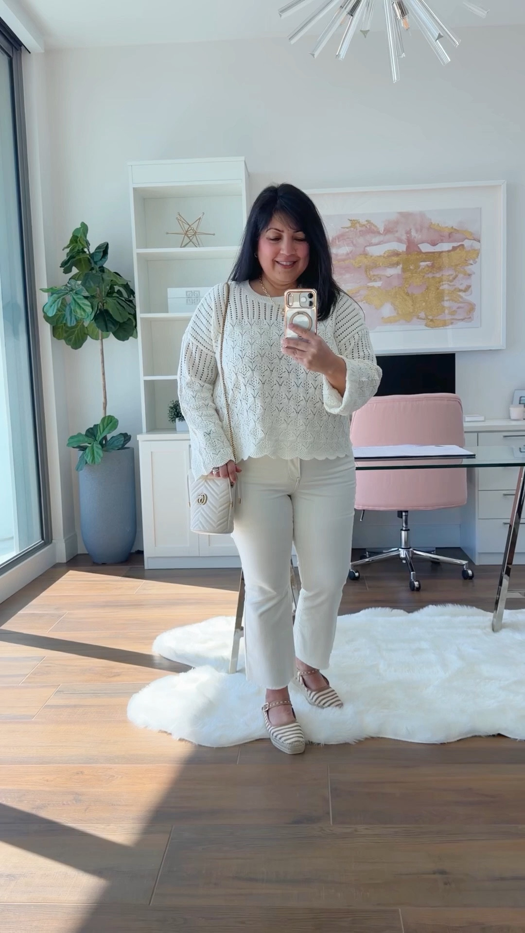 Sweater on sale + an extra 40% off with code DENIM40.

It’s officially spring and this monochromatic look is perfect for transitioning to warmer weather. This is my first time trying @NYDJ jeans and these mini bootcut ankle jeans are such a dream, especially for a midsize petite frame with lots of curves! If you’re shaped anything like me, you know it’s tough to find off-white or ecru jeans that are comfortable, stretchy, flattering and not see-through. These are a winner on all fronts and they come in petite sizes too! This style and silhouette literally sculpts your curves and there’s a slimming panel across the front that does such a good job holding you in too. And this Pointelle sweater is so pretty! Love  all of the sweet feminine details. It’s really light and airy so I know it’ll feel good in the warmer weather and the scallop edges and flared sleeves add the cutest touch! If you struggle with finding well-fitting jeans for your size and frame, try these! They’re really good! And if you’ve been around here for a while, you know I’m pretty picky about jeans and very selective about styles and brands I recommend!

NYDJ Pointelle sweater size large and jeans size 12 Petite. Anthropologie striped espadrilles. Gucci bucket bag. Kendra Scott necklace. 

#LTKMidsize #LTKSaleAlert #LTKPetite