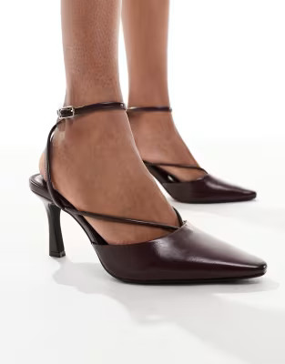 Pull&Bear pointed toe heel in burgundy | ASOS (Global)