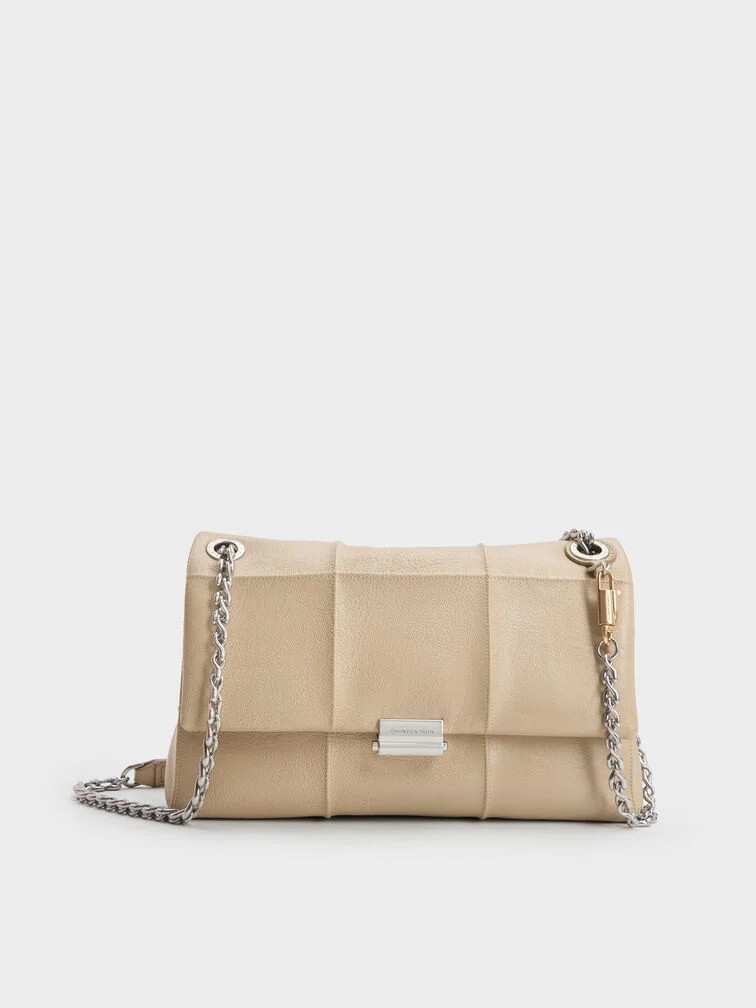 Wineberry Red Delfina Quilted Chain-Strap Shoulder Bag | CHARLES & KEITH | Charles & Keith US