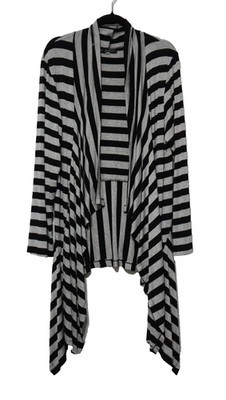 Bryn Walker Striped Cardigan XL Sweater Open Front Waterfall Lagenlook Artsy | eBay US