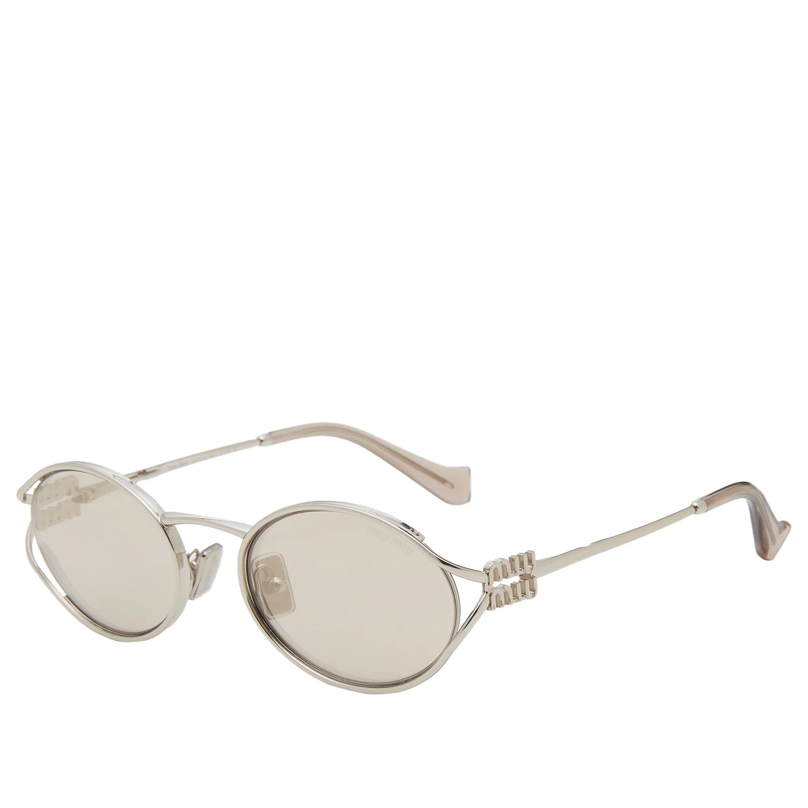Miu Miu Eyewear Women's 52YS Sunglasses in Silver/Ivory Mirror | END. Clothing