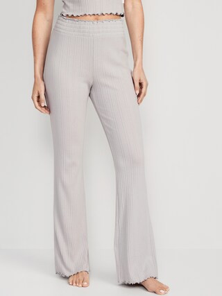 High-Waisted Pointelle-Knit Boot-Cut Pajama Pants for Women | Old Navy (US)