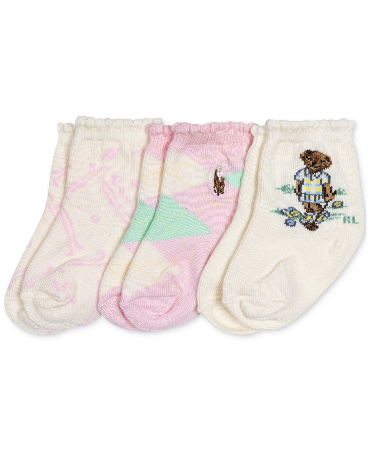 Polo Ralph Lauren Baby Girls 3-Pk. Magnolia Grove Bear Socks - Multi | Macy's