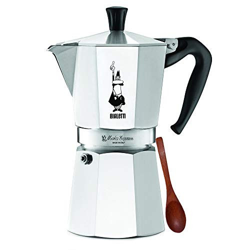 Original Bialetti 9-Espresso Cup Moka Express | Espresso Maker Machine and Zonoz Wooden Small Espresso Stirring Spoon Bundle (9-cup, 18.5 fl oz, 550 ml) | Amazon (US)