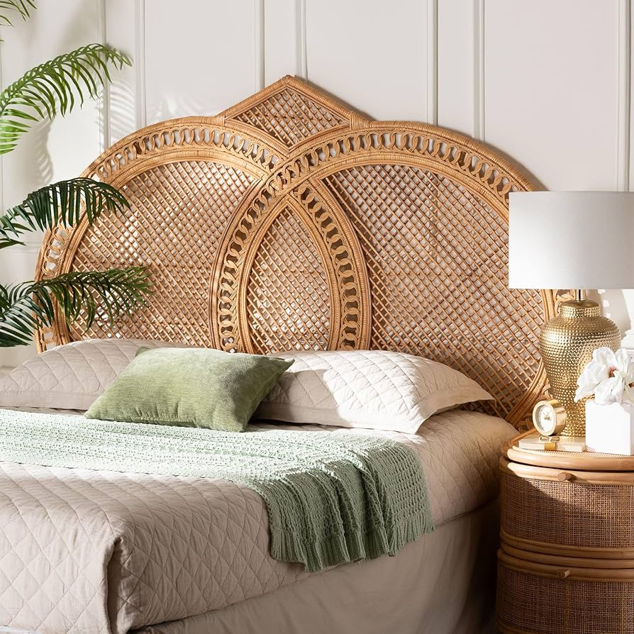 Bali & pari Nerita Natural Rattan Peacock Styled Furniture, Standalone Headboard | Amazon (US)