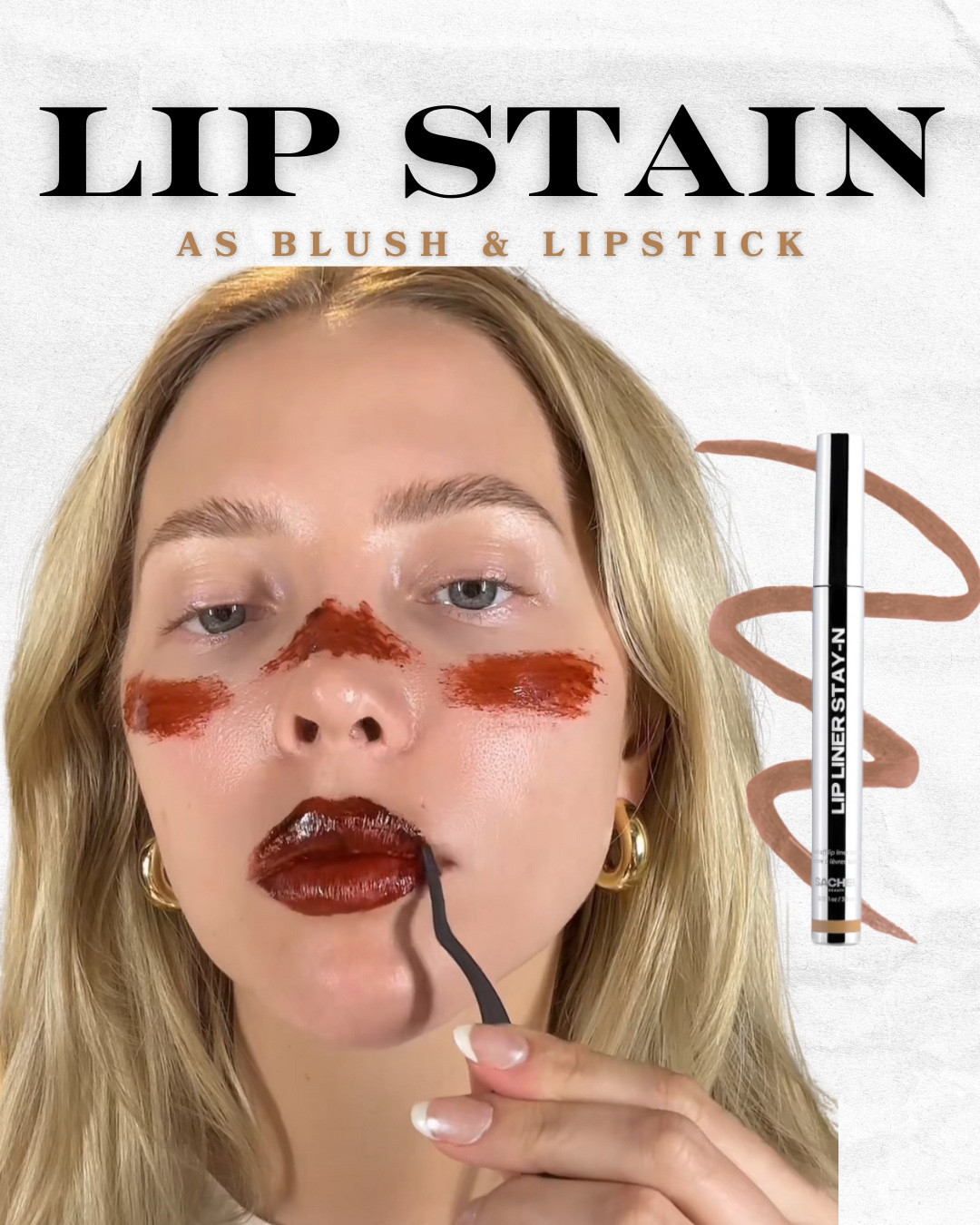 (Swipe for tutorial) these lip stains have become a staple in my routine! Here I’m using the color “noohde” 🤎