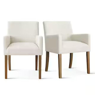 LAOTIES Cream Linen Upholstered Armchair(Set of 2) NORTH-ARMCHAIR-2PCS-CREAM-HULK - The Home Depo... | The Home Depot