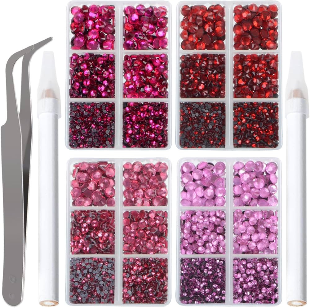 LPBeads 10000pcs Hotfix Rhinestones Flatback Glass Red Pink Fuchsia and Rose Rhinestone with Twee... | Amazon (US)