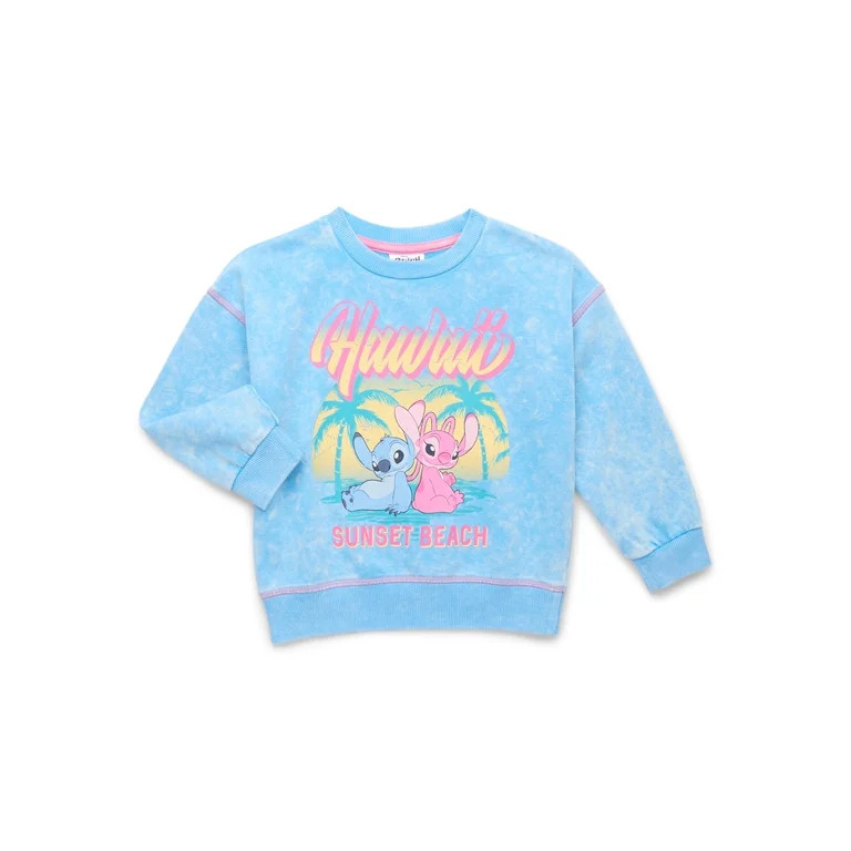 Disney Stitch Toddler Girls Hawaii Graphic Sweatshirt, Sizes 12M-5T | Walmart (US)