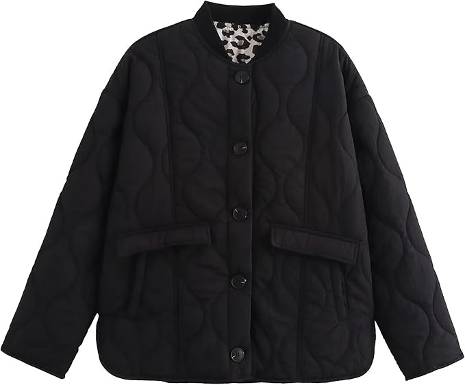 Hixiaohe Quilted Jackets for Women Fashion Leopard Lined Warm Puffer Jacket Cropped Lightweight W... | Amazon (US)