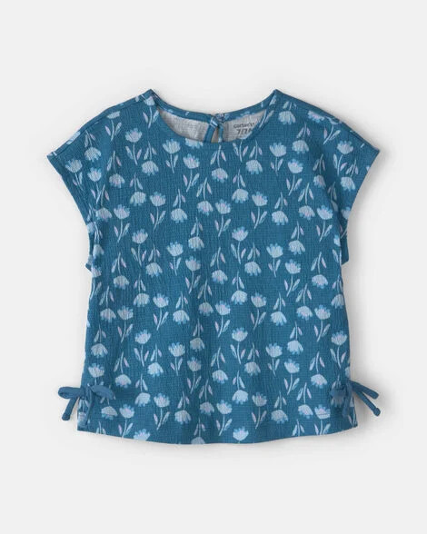 Girls Floral Short-Sleeve Top - Navy Blue | Carter's Inc