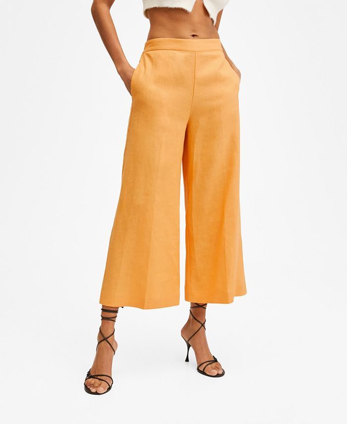 MANGO Women's Linen-Blend Culottes Trousers & Reviews - Pants & Capris - Women - Macy's | Macys (US)