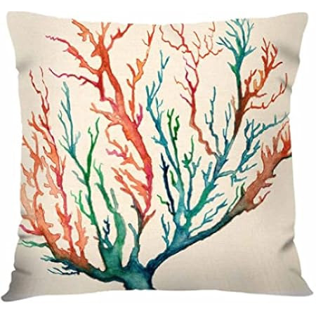 ULOVE LOVE YOURSELF Watercolor Coral Throw Pillow Cover Sea Tree Foliage Plant Nautical Ocean Beach  | Amazon (US)
