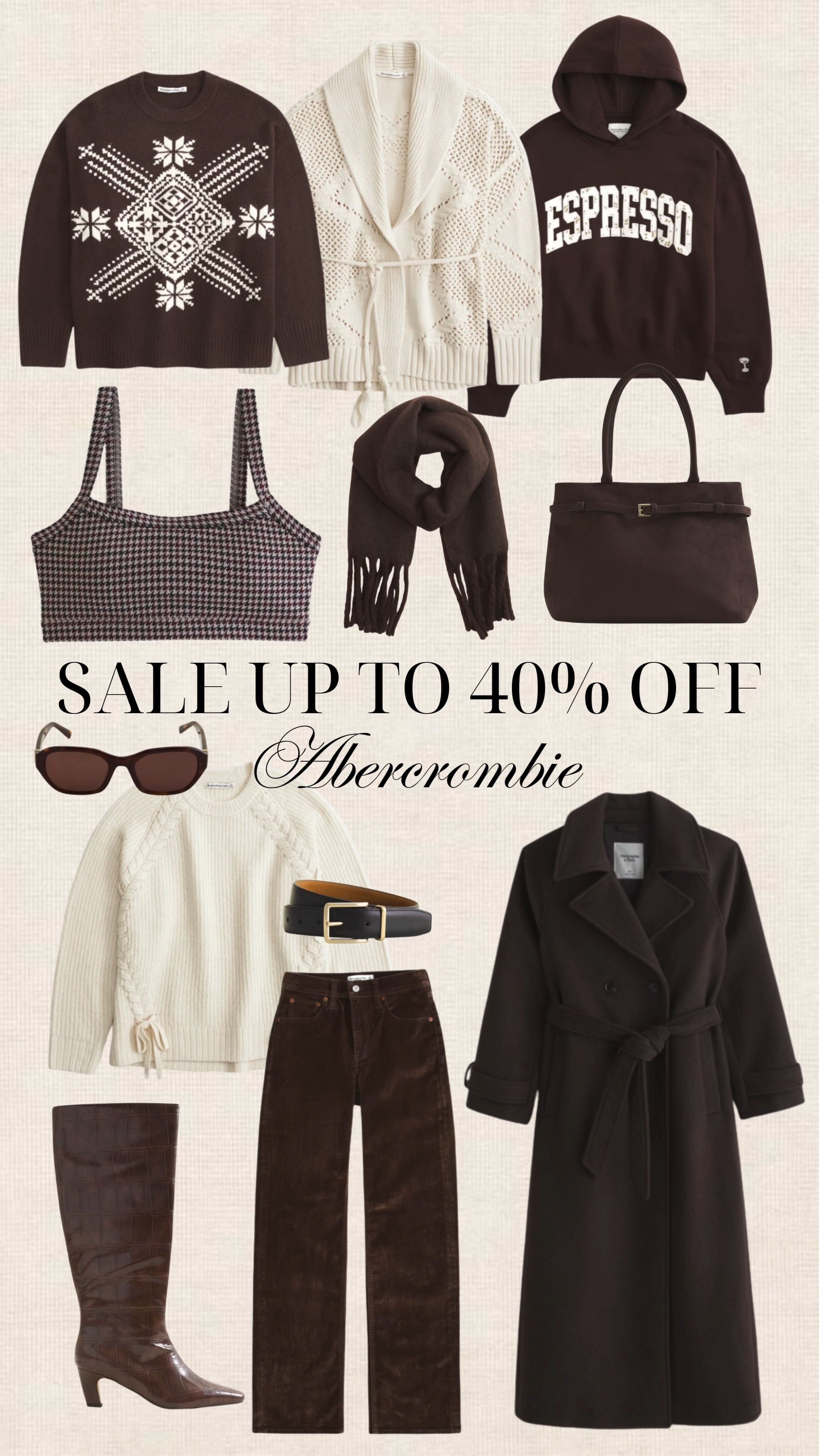 Abercrombie SALE up to 40% off!! Shop now!!

winter sweater, winter outfit, brown outfits, winter jacket, winter boots 

 #LTKHoliday #LTKSaleAlert #LTKFindsUnder100