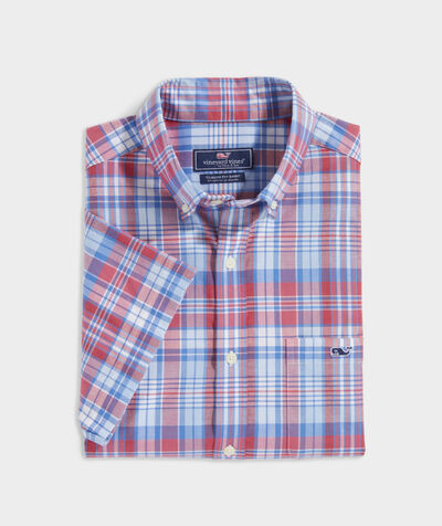 Stretch Cotton Short-Sleeve Plaid Shirt | vineyard vines