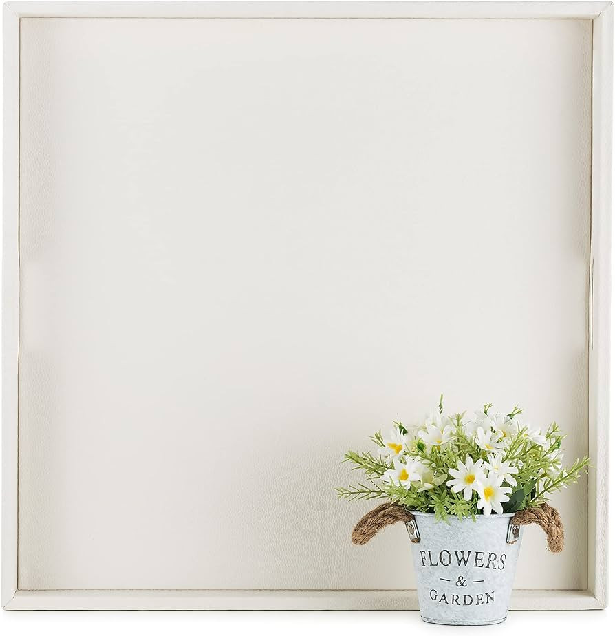Hanobe Square Large Ottoman Tray: Extra Large White Serving Tray for Ottomans Big Leather Decorat... | Amazon (US)