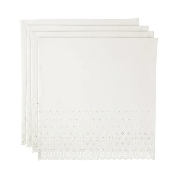 The Pioneer Woman Eyelet 100% Cotton Fabric Napkins, 20" x 20", Set of 4, White | Walmart (US)