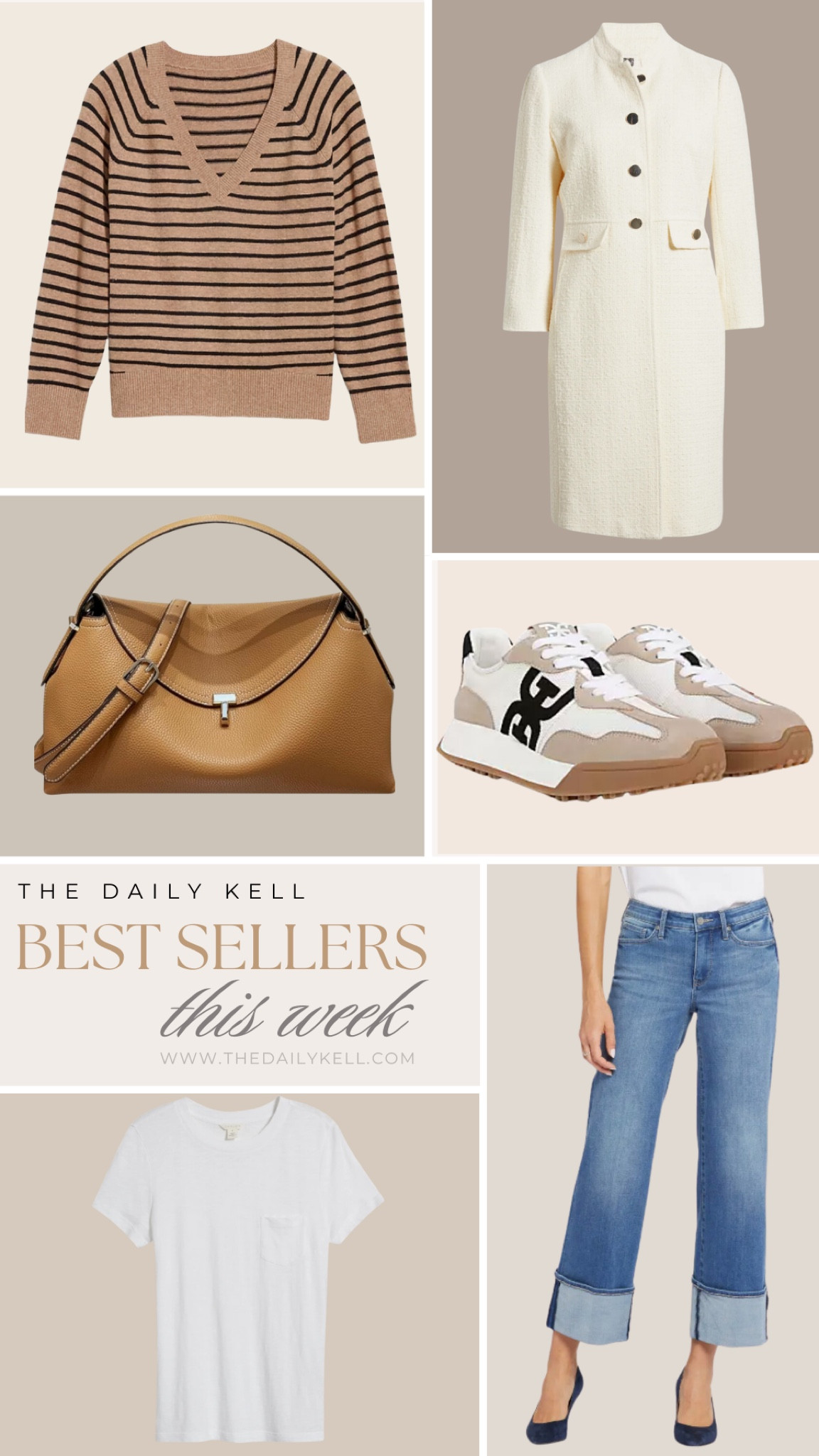 Weekly Best Sellers are in!

Camel and black striped sweater

Cream coat with black button detail

Designer inspired handbag for WAY less

Viral sneakers that are a huge hit

My favorite tee shirt

These cuffed denim jeans have been a hit before and are again. 

Best Sellers | Fall Style | Fall Inspo 

#LTKStyleTip #LTKSeasonal #LTKOver40