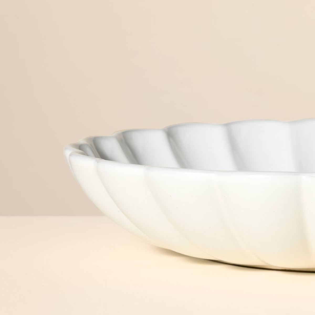 Scalloped Edge Stoneware Serving Bowl Cream - Hearth & Hand™ with Magnolia | Target