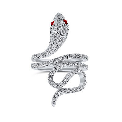 Bling Jewelry Fancy Pave Ruby Eye CZ Snake Cocktail Ring Full Finger Band Silver Plated Size - 10 | Target