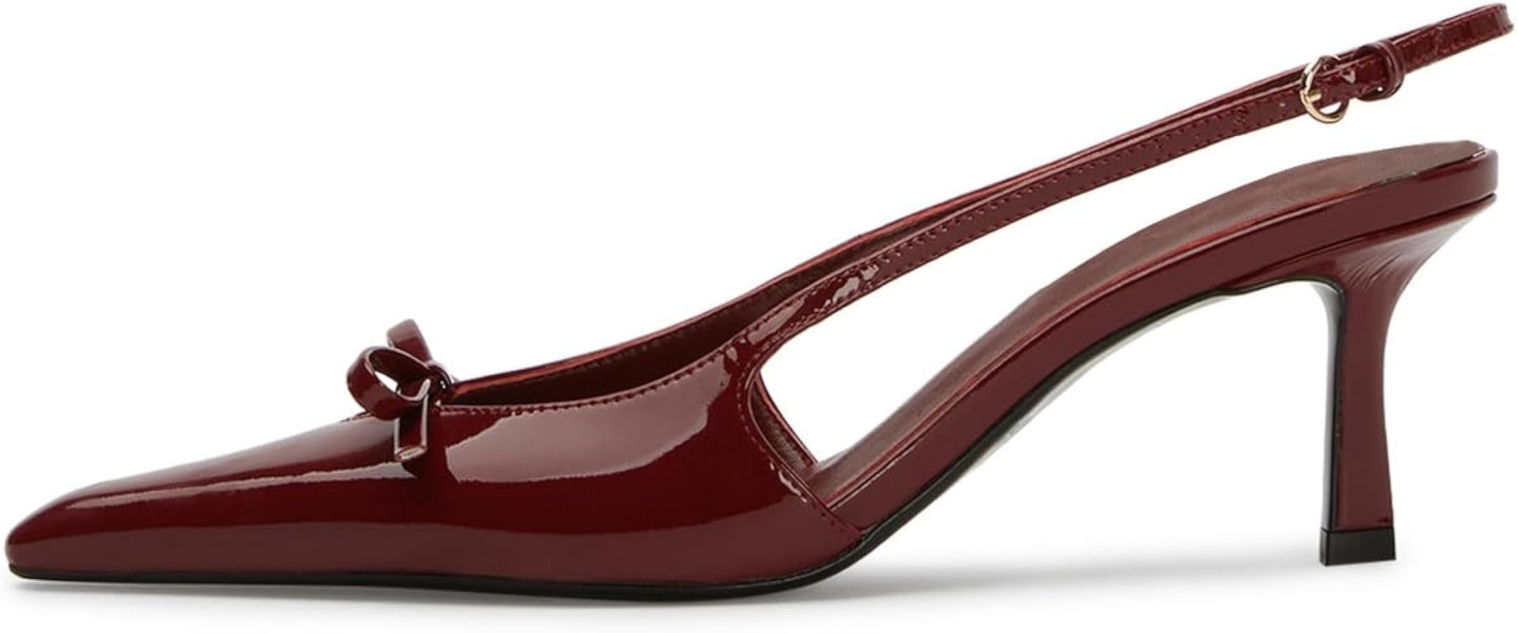 Amazon.com | MAVMAX Burgundy Slingback Heels for Women Bow Pointed Close Toe Stilettos High Kitte... | Amazon (US)