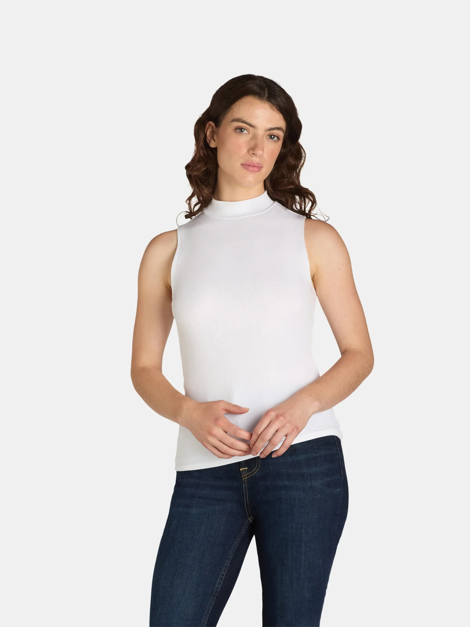 No Boundaries Sleeveless Mockneck Top, Women's | Walmart (US)