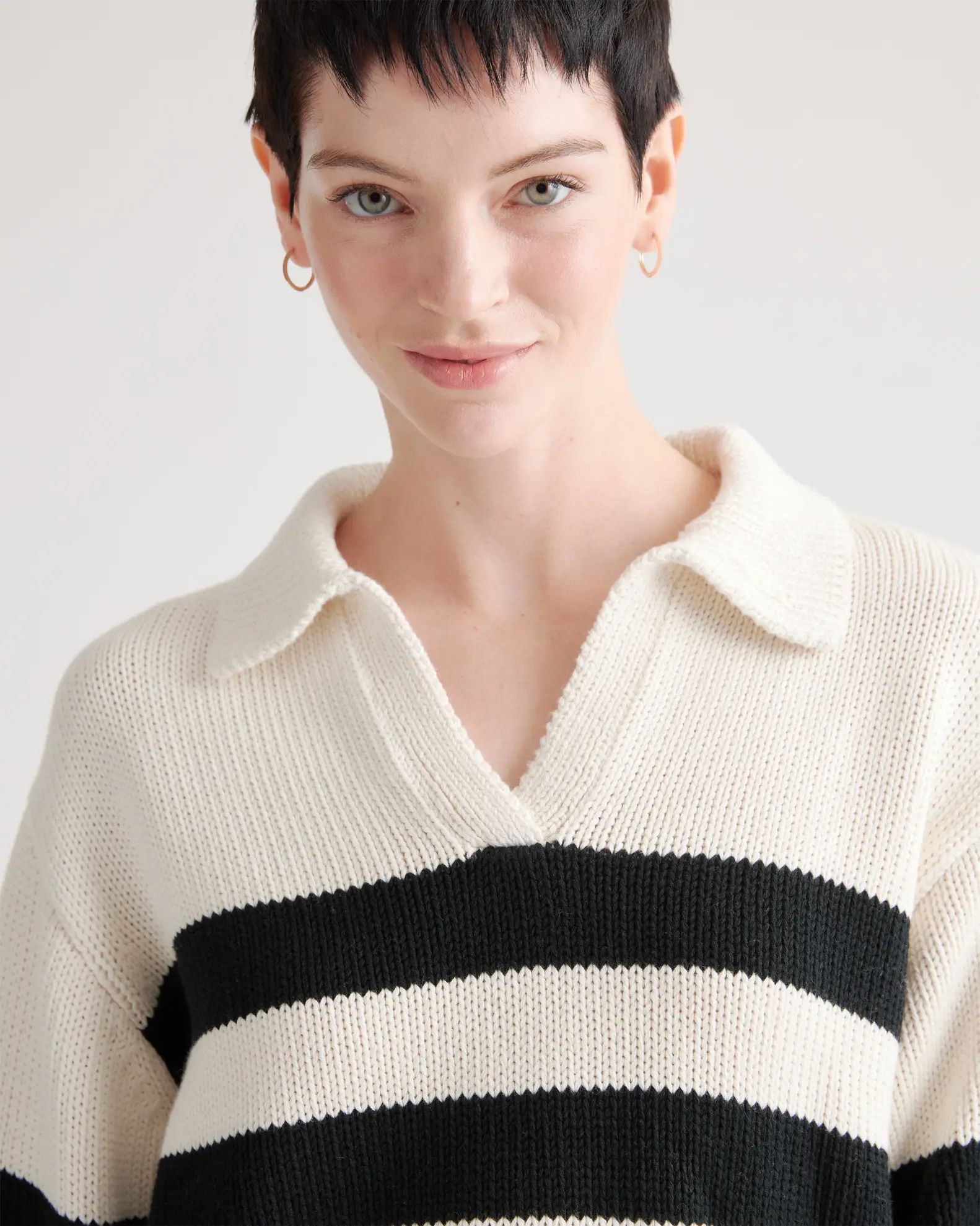 100% Organic Cropped Cotton Polo Sweater | Quince