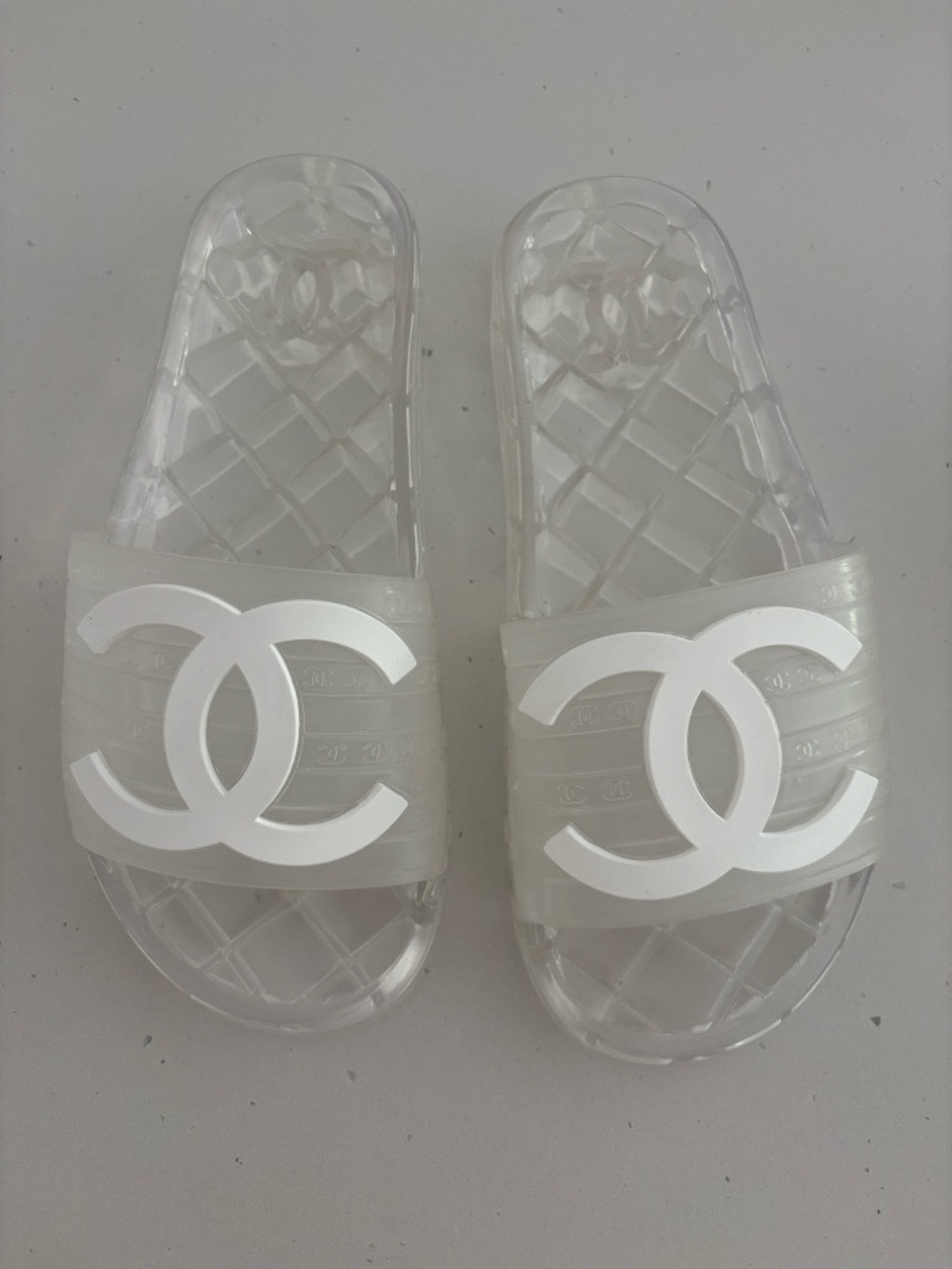 CHANEL Interlocking clear slides 2019 | Poshmark