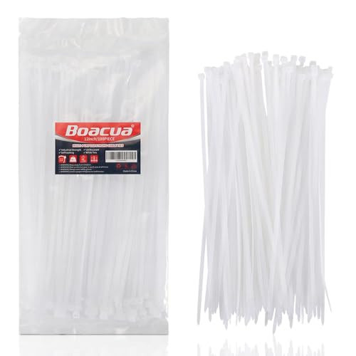 12 Inch Zip Cable Ties (100 Pieces), Self-Locking Premium Nylon Cable Wire Ties,Heavy Duty White, for Indoor and Outdoor by Boacua | Amazon (US)
