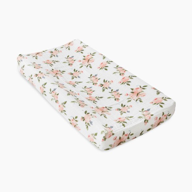 Little Unicorn Cotton Muslin Changing Pad Cover in Watercolor Roses | Babylist