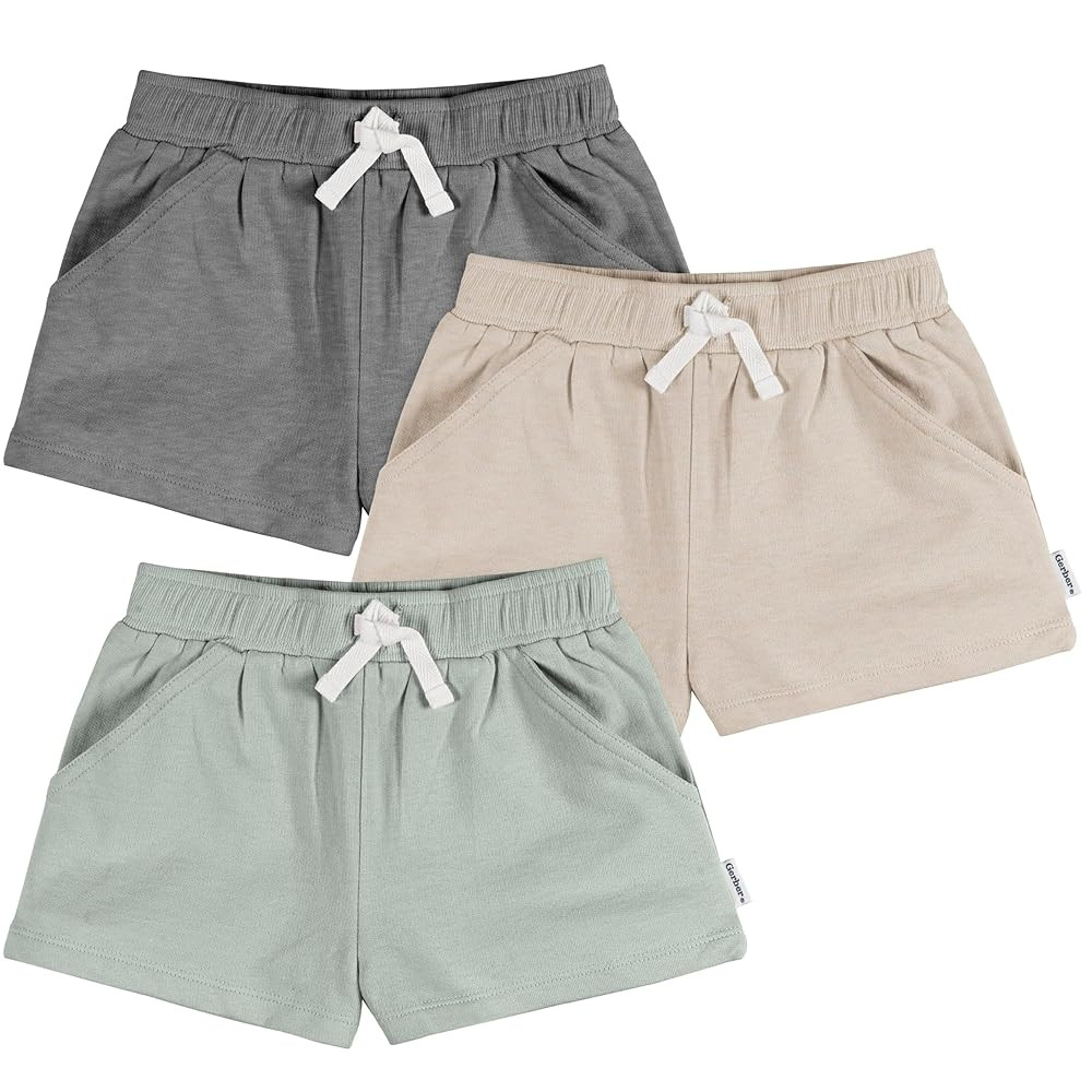 Gerber Baby Girls' 3-Pack Knit Shorts | Amazon (US)