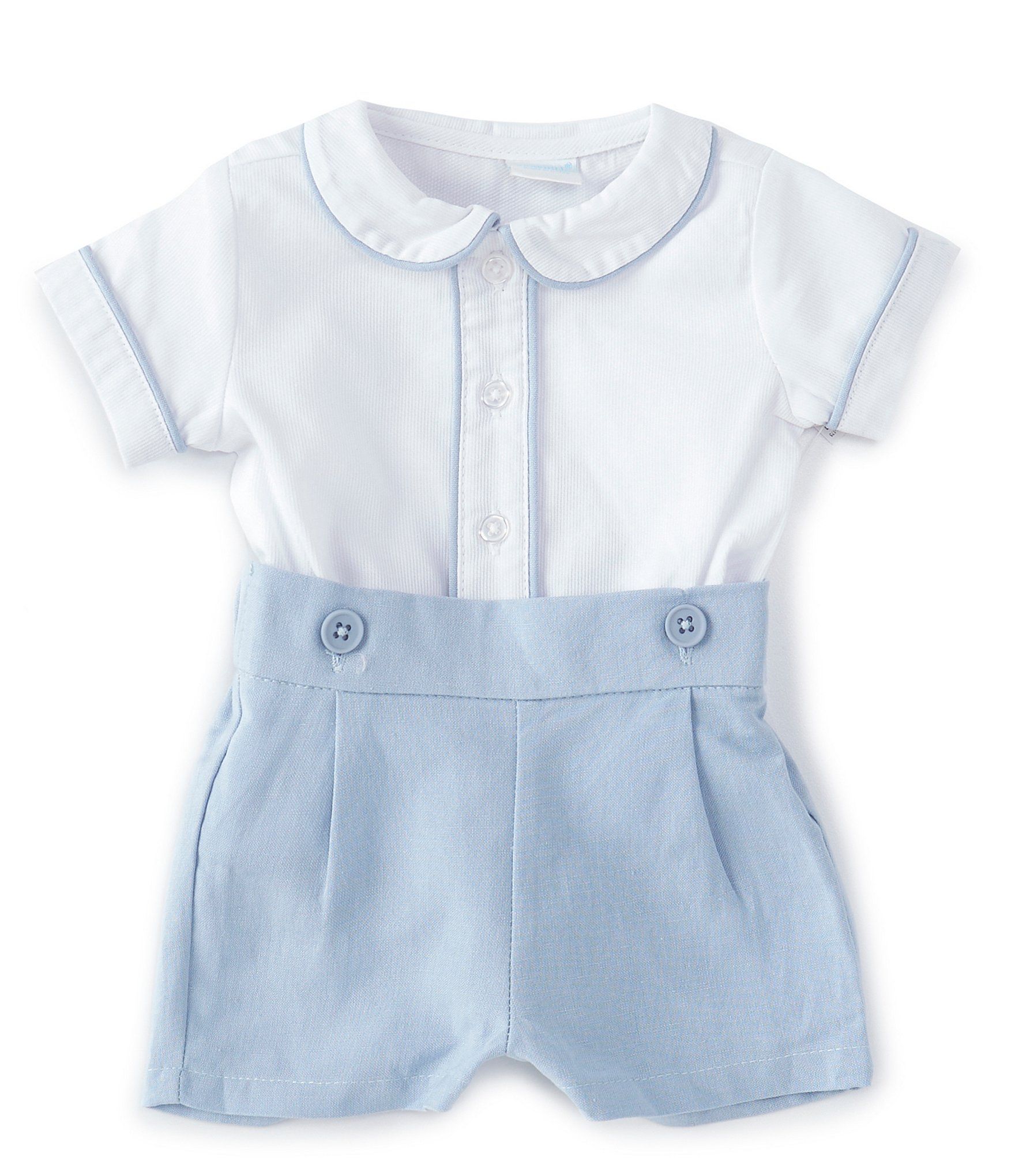 Baby Boy Newborn-24 Months Short Sleeve Button Front Shirt and Pleated Short Set | Dillard's