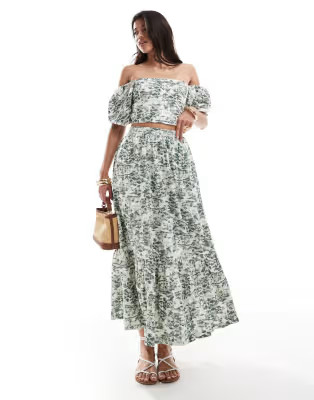 Abercrombie & Fitch co-ord linen set in green and white floral print | ASOS (Global)