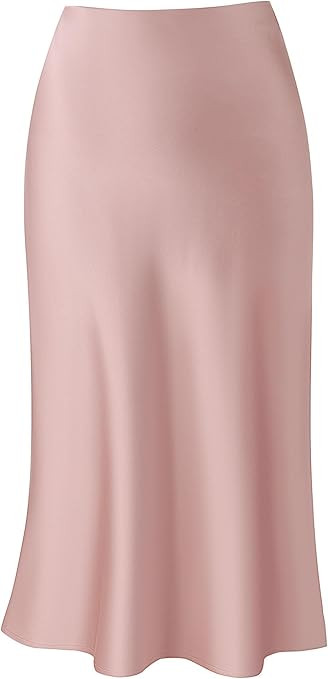 Keasmto Leopard Skirt for Women Midi Length High Waist Silk Satin Elasticized Cheetah Casual Ladi... | Amazon (US)