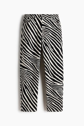 H & M - Barrel-Leg Twill Pants - Black/Zebra Print | H&M (US + CA)