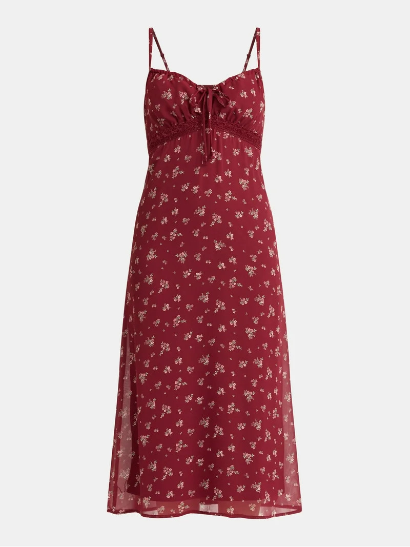 No Boundaries Maxi Dress with Lace Trim, Women’s | Walmart (US)