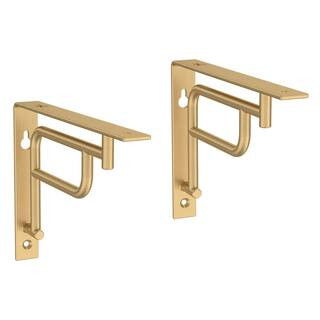 Liberty 7 in. Painted Brushed Brass Steel Art Deco Decorative Shelf Bracket (2-Pack) S43789C-523-... | The Home Depot