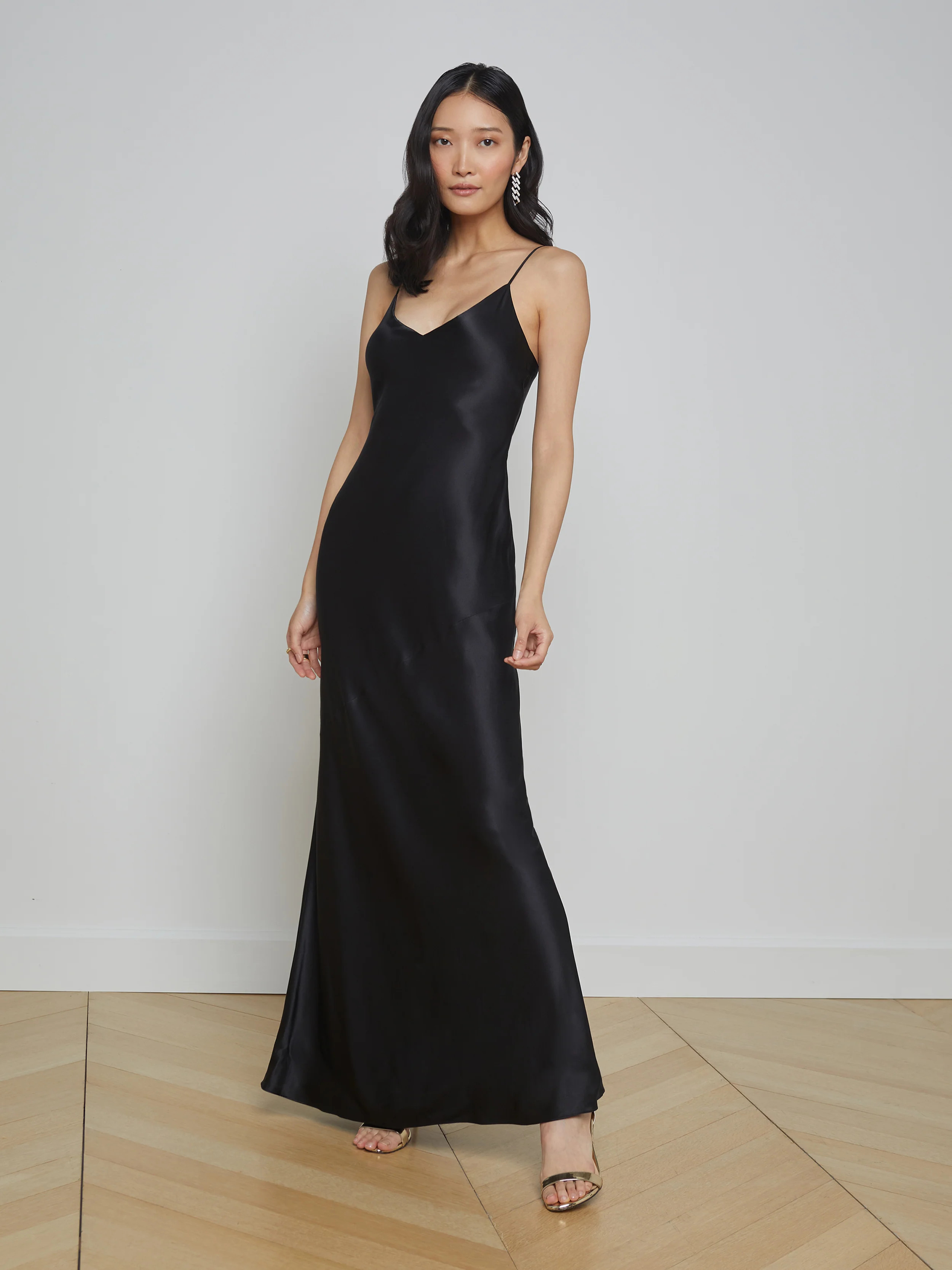 L'AGENCE - Serita Silk Slip Dress in Black | L'Agence